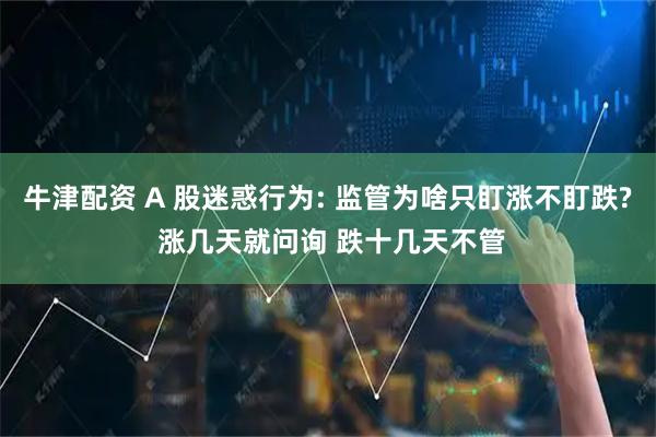 牛津配资 A 股迷惑行为: 监管为啥只盯涨不盯跌? 涨几天就问询 跌十几天不管